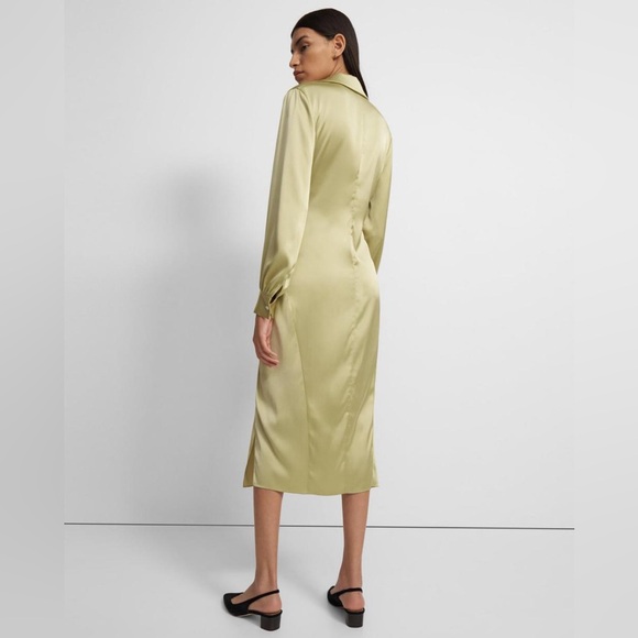 Theory NWT size 0 twist midi pale lime dress - Picture 4 of 9